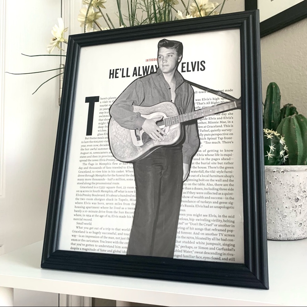 Elvis Presley Guitar Collage Vintage Rock n Roll Music Wall Art
